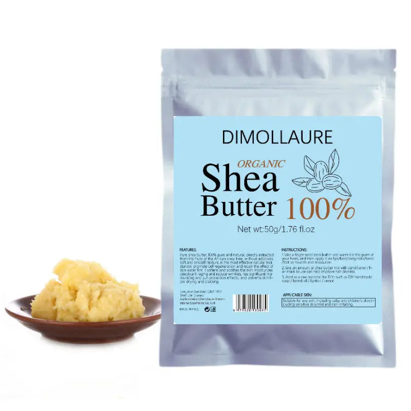 Dimollaure 50g-500g Organic Shea Butter Unrefined Skin Care Esential Oil Handmade Soap Oil Body Massage Oil Cosmetics Raw