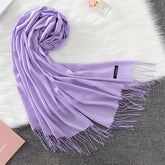 Soft long pashmina wrap used as hijab, headband, or stylish winter stole