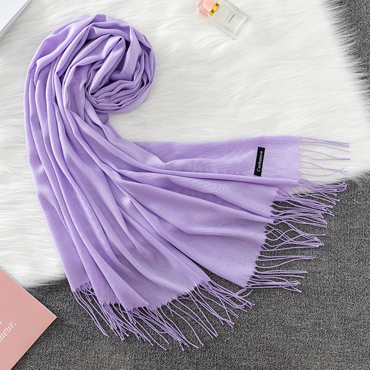 Soft long pashmina wrap used as hijab, headband, or stylish winter stole