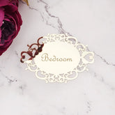 Decorative oval mirror sticker for door signage in bedroom or bath