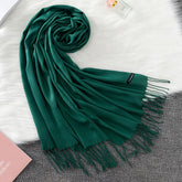 Soft long pashmina wrap used as hijab, headband, or stylish winter stole