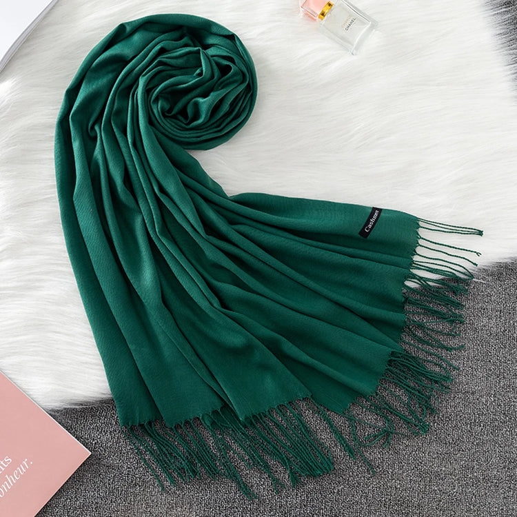 Soft long pashmina wrap used as hijab, headband, or stylish winter stole