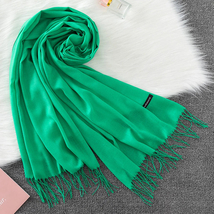 Soft long pashmina wrap used as hijab, headband, or stylish winter stole