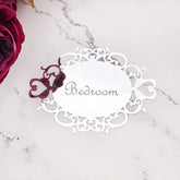 Decorative oval mirror sticker for door signage in bedroom or bath