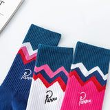 3 Pairs/box Socks Men's Autumn Fashion Skateboard Sports Letter Embroidery Lovers White /Red /Blue Trend Hip Hop Cotton Socks