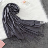 Soft long pashmina wrap used as hijab, headband, or stylish winter stole