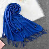 Soft long pashmina wrap used as hijab, headband, or stylish winter stole