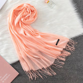 Soft long pashmina wrap used as hijab, headband, or stylish winter stole