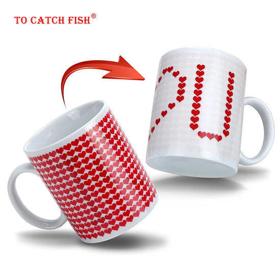 Creative I love You Magic Mugs Temperature Changing Cup Color Changing Chameleon Mugs Heat Sensitive Cup Coffee Tea Milk Mug