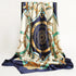 Big square silk handkerchief scarf styled as a shawl or fashionable hair wrap for wome