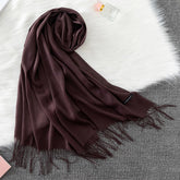 Soft long pashmina wrap used as hijab, headband, or stylish winter stole