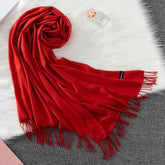 Soft long pashmina wrap used as hijab, headband, or stylish winter stole