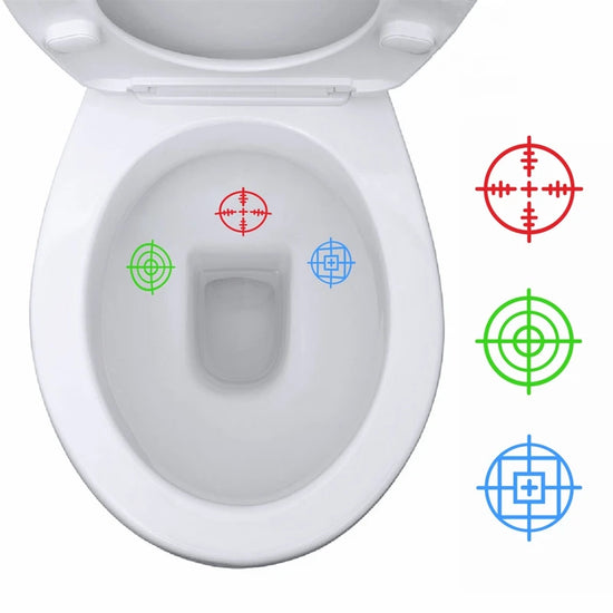 Set of 3 potty training target stickers featuring fun designs to encourage boys