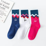 3 Pairs/box Socks Men's Autumn Fashion Skateboard Sports Letter Embroidery Lovers White /Red /Blue Trend Hip Hop Cotton Socks