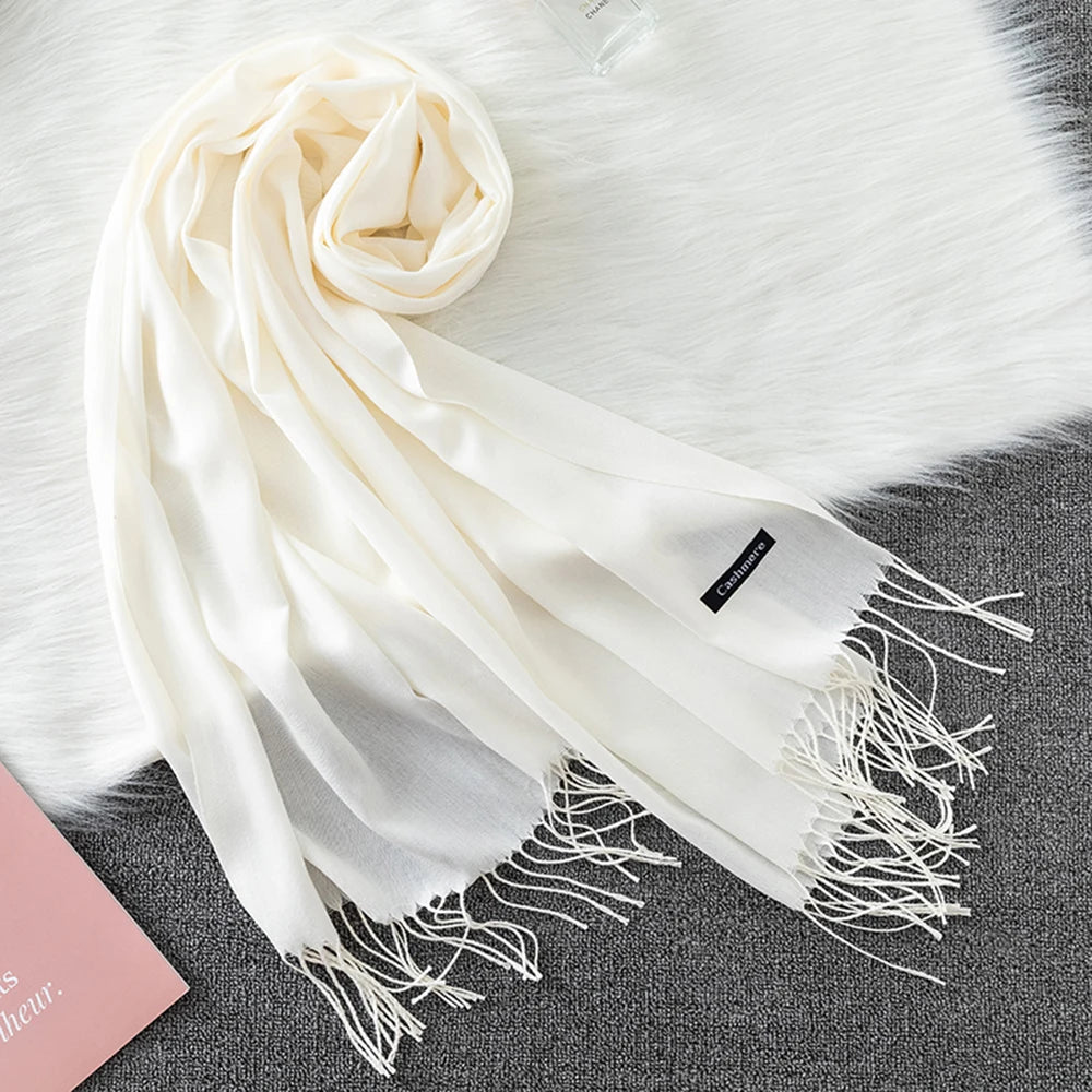 Soft long pashmina wrap used as hijab, headband, or stylish winter stole