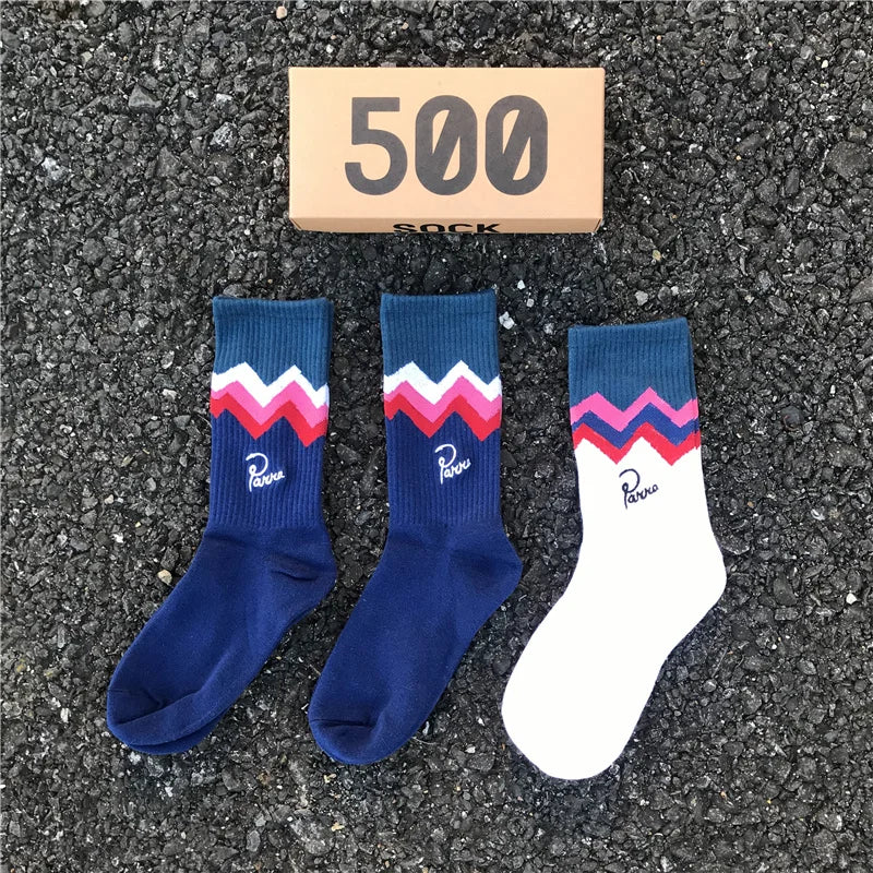 3 Pairs/box Socks Men's Autumn Fashion Skateboard Sports Letter Embroidery Lovers White /Red /Blue Trend Hip Hop Cotton Socks