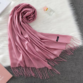 Soft long pashmina wrap used as hijab, headband, or stylish winter stole
