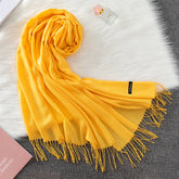Soft long pashmina wrap used as hijab, headband, or stylish winter stole
