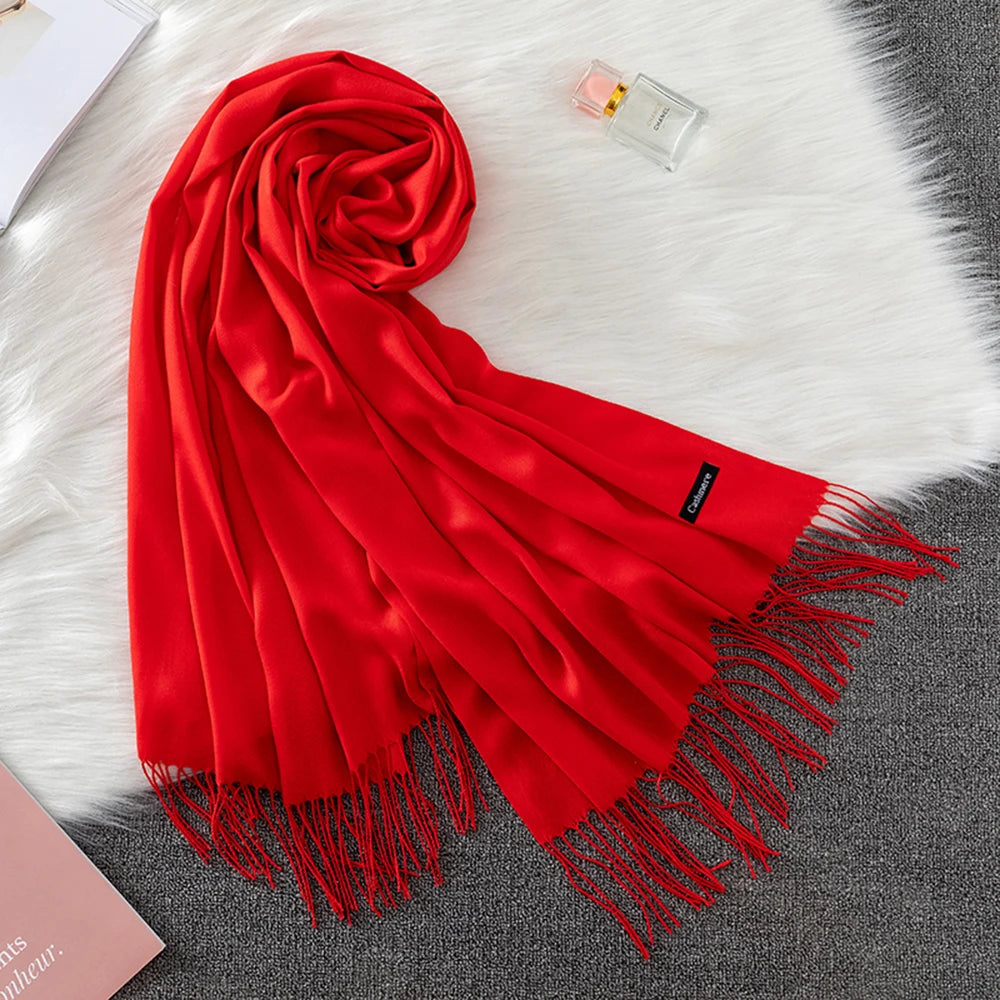 Soft long pashmina wrap used as hijab, headband, or stylish winter stole