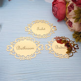 Decorative oval mirror sticker for door signage in bedroom or bath