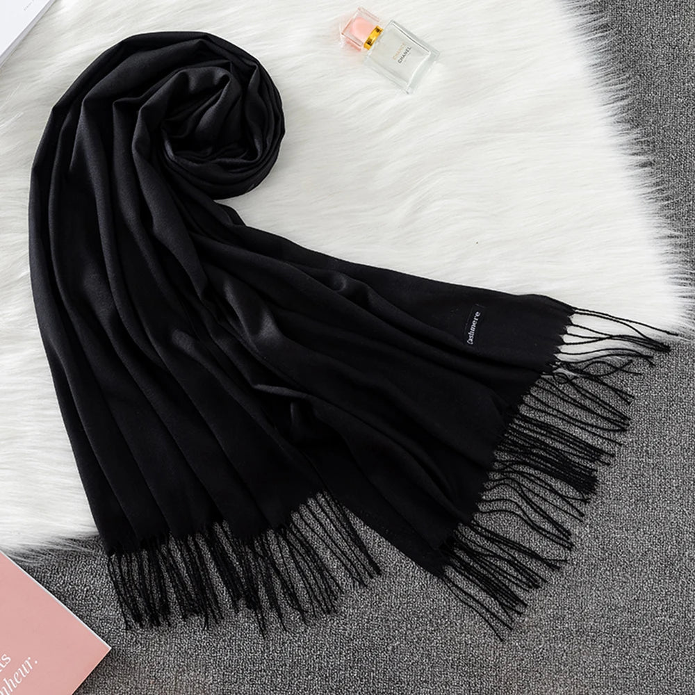 Soft long pashmina wrap used as hijab, headband, or stylish winter stole