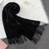 Soft long pashmina wrap used as hijab, headband, or stylish winter stole