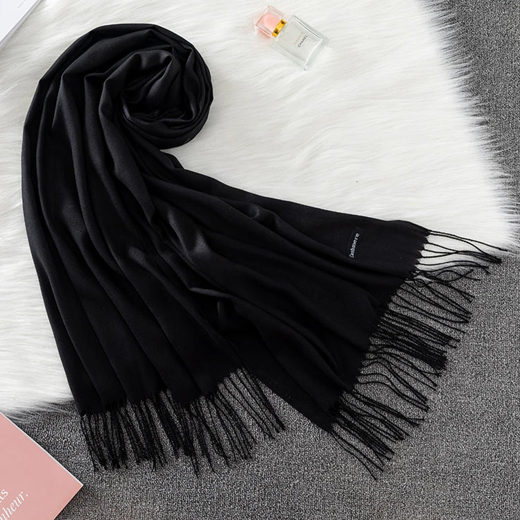 Soft long pashmina wrap used as hijab, headband, or stylish winter stole