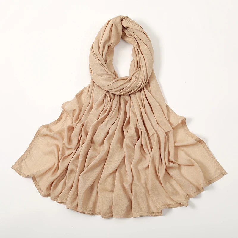Plain rayon cotton hijab scarf, large size 190x85cm for full coverage and comfort