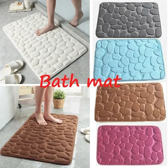 Super absorbent bath mat with cobblestone design