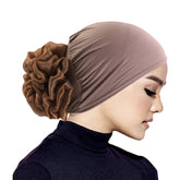 Elastic hair band turban for women, comfortable beanie style with flower accent