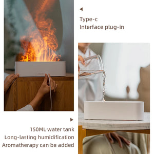 Essential Oil Aroma Diffuser Flame Air Humidifier Ultrasonic Cool Mist Difusor with RGB Realistic Fire Night Light