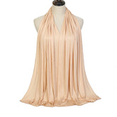 Long Muslim shawl made of modal cotton jersey fabric, wrapped elegantly around the head and ne