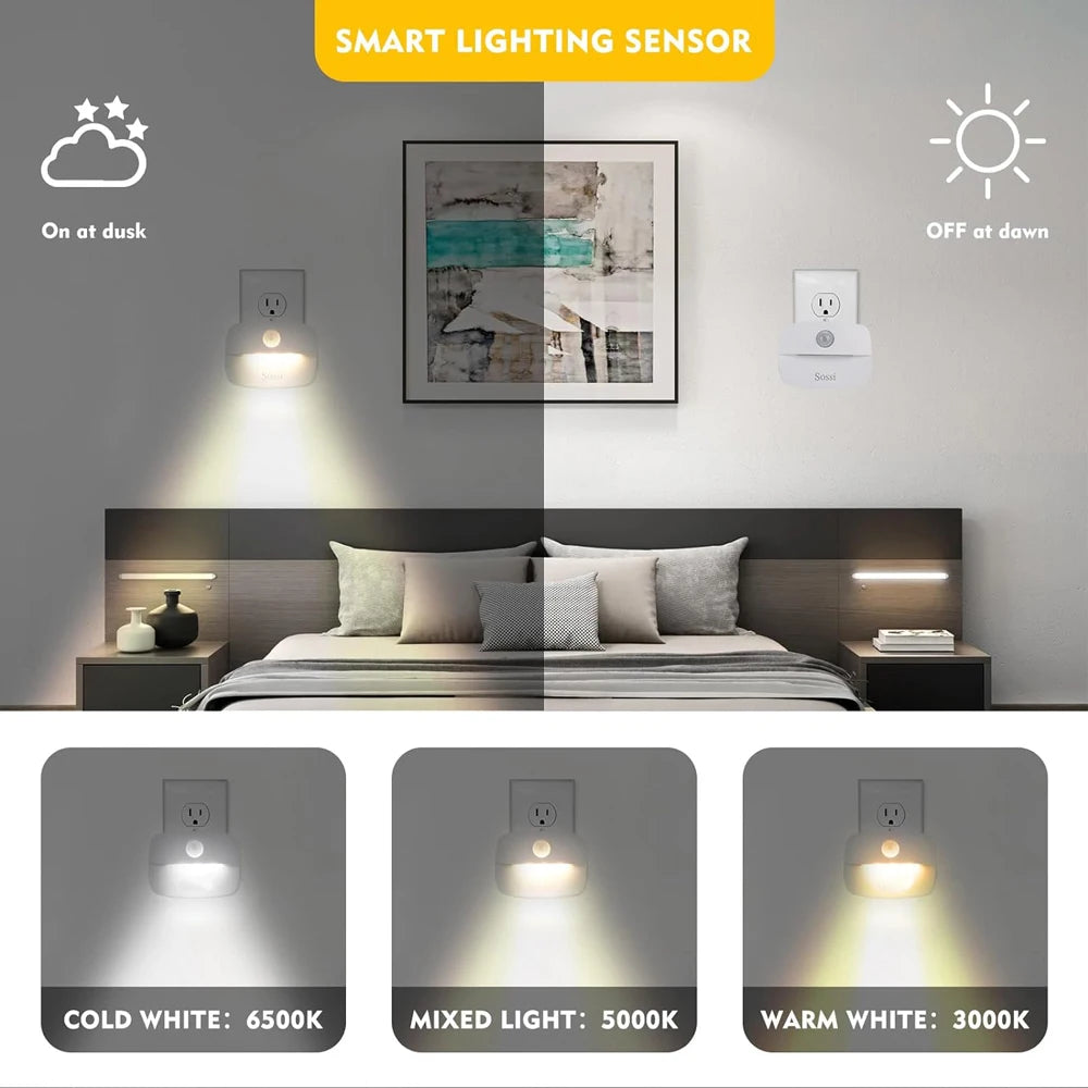 Energy-efficient LED night light with motion sensor, 220V EU plug, for bathroom and corridor