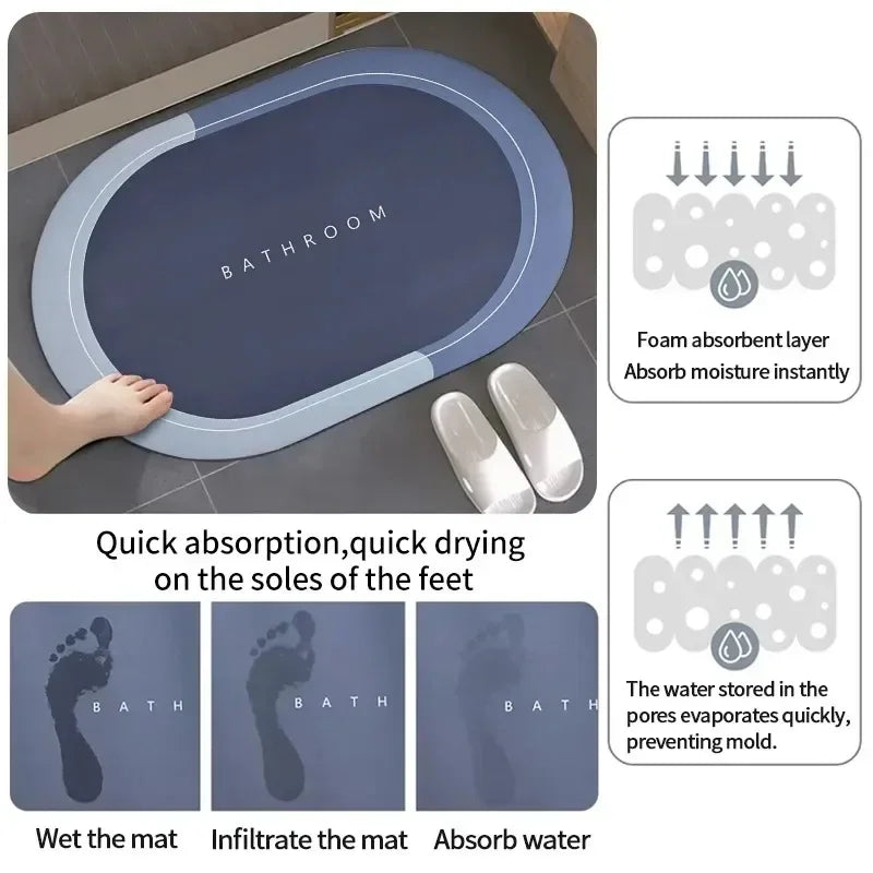 Bathroom mat with fast-drying coral velvet surface