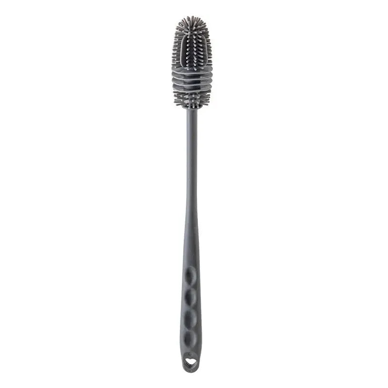 Flexible silicone cup brush with extended handle for deep cleaning glassware