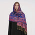 Soft and warm cashmere hijab with bohemian print, styled as a headscarf or wrap