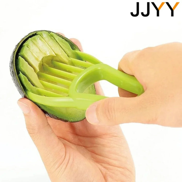 3-in-1 avocado slicer with serrated blade, pit remover, and fruit scooper
