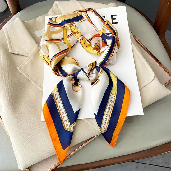 Luxury design satin neck scarf for women, ideal for accessorizing bags or outfits