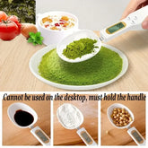 Electronic kitchen scale measuring 0.1–500g with detachable spoon