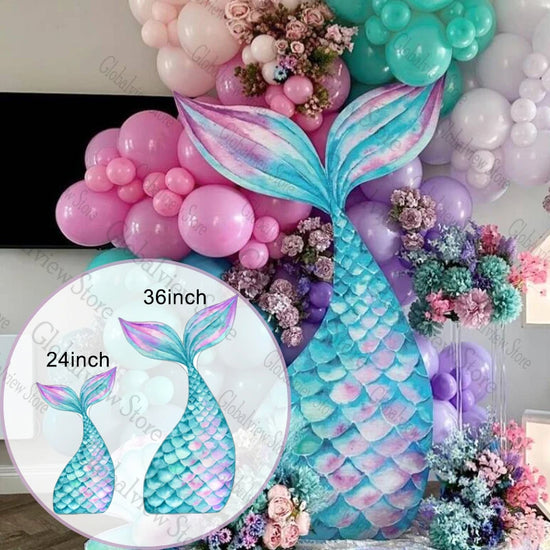 1Pc Watercolor Mermaid Tail Decorations Mermaid Birthday Party Props Foam Board Mermaid Cutouts Birthday Decor Girls