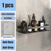 Waterproof aluminum shower shelf for organizing bath products without drilling