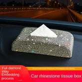 Luxury diamond tissue box holder with rhinestone embellishments for car and home decor