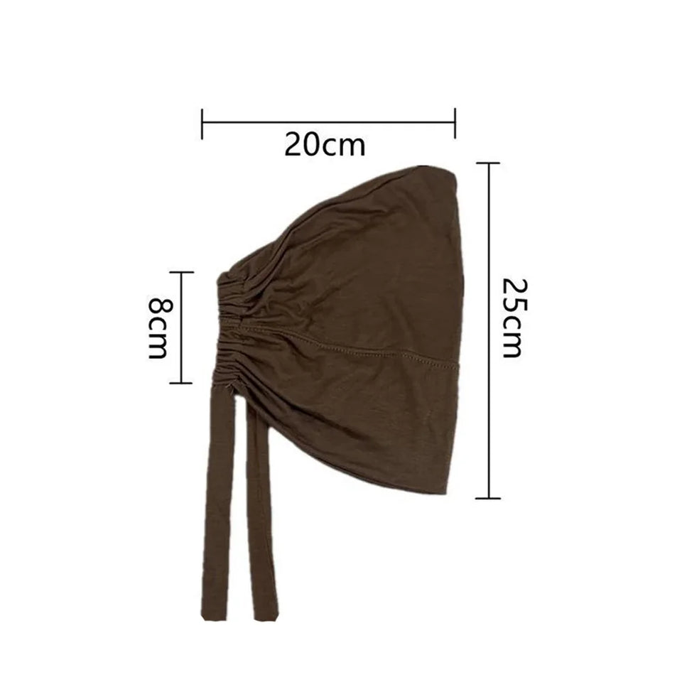 Comfortable modal hijab cap with back rope for adjustable fit, ideal as inner scarf