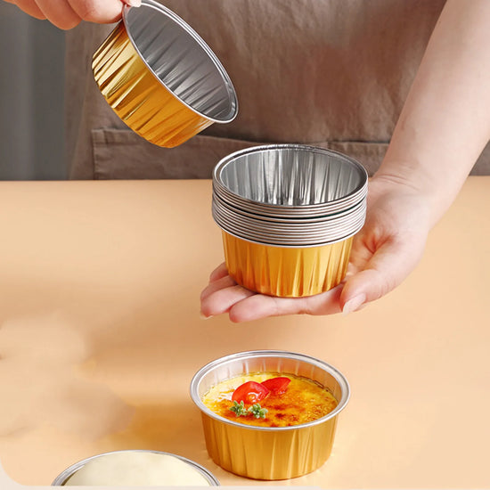 Aluminum Foil Cup Set for Baking Puddings, Cakes, and Pastries