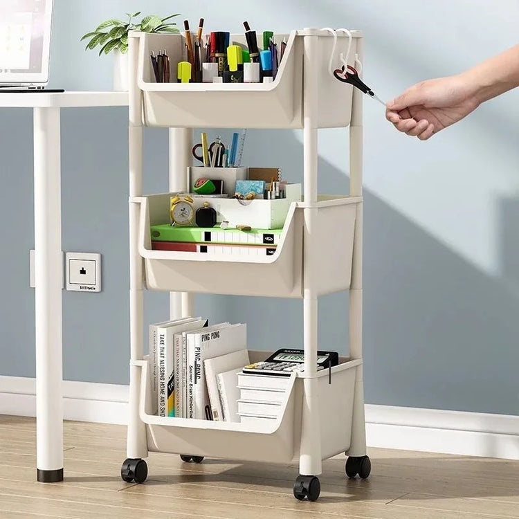 Multi-functional storage cart with wheels for kitchen, bathroom, and office use