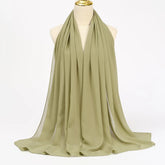 Lightweight voile headscarf in soft pastel tones, ideal for Muslim women&