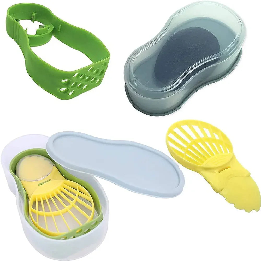 3-in-1 avocado slicer with serrated blade, pit remover, and fruit scooper