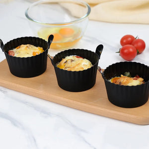 4Pcs Air Fryer Egg Poacher Food Grade Silicone Egg Poaching Cups Non-Stick Round Silicone Ramekins Reusable Silicone Baking Cups