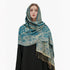 Soft and warm cashmere hijab with bohemian print, styled as a headscarf or wrap