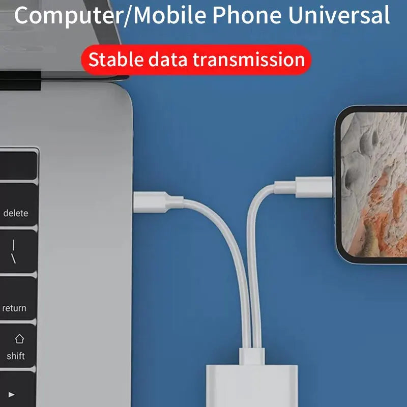 Type-C and Lightning SD/TF card reader for smart devices, laptops, and computers